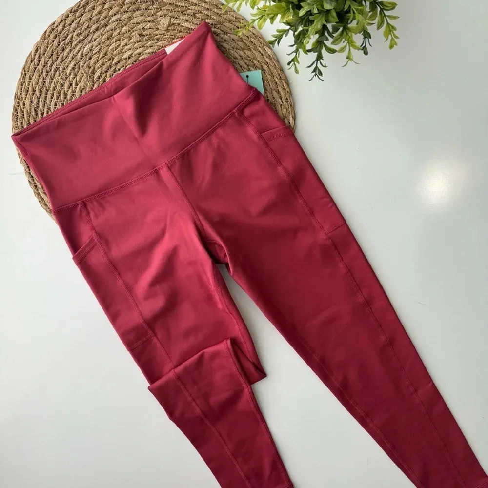 IDEOLOGY Red ‎ 7/8 Length Leggings Side Pockets Size XS - Image 3