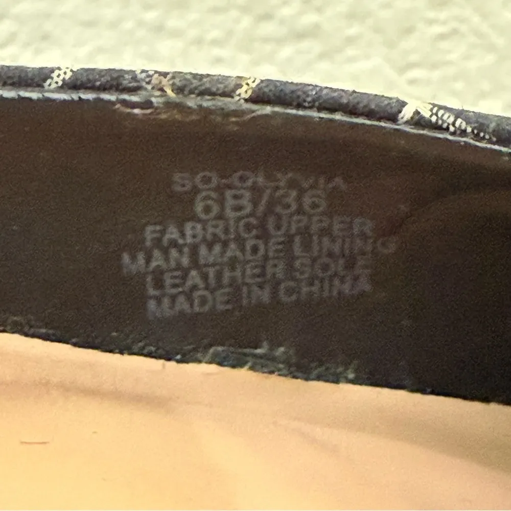 SOLE SOCIETY Olyvia Midnight Blue Grid Pointed Toe Ankle Strap Kitten Pumps Sz 6 - Image 16