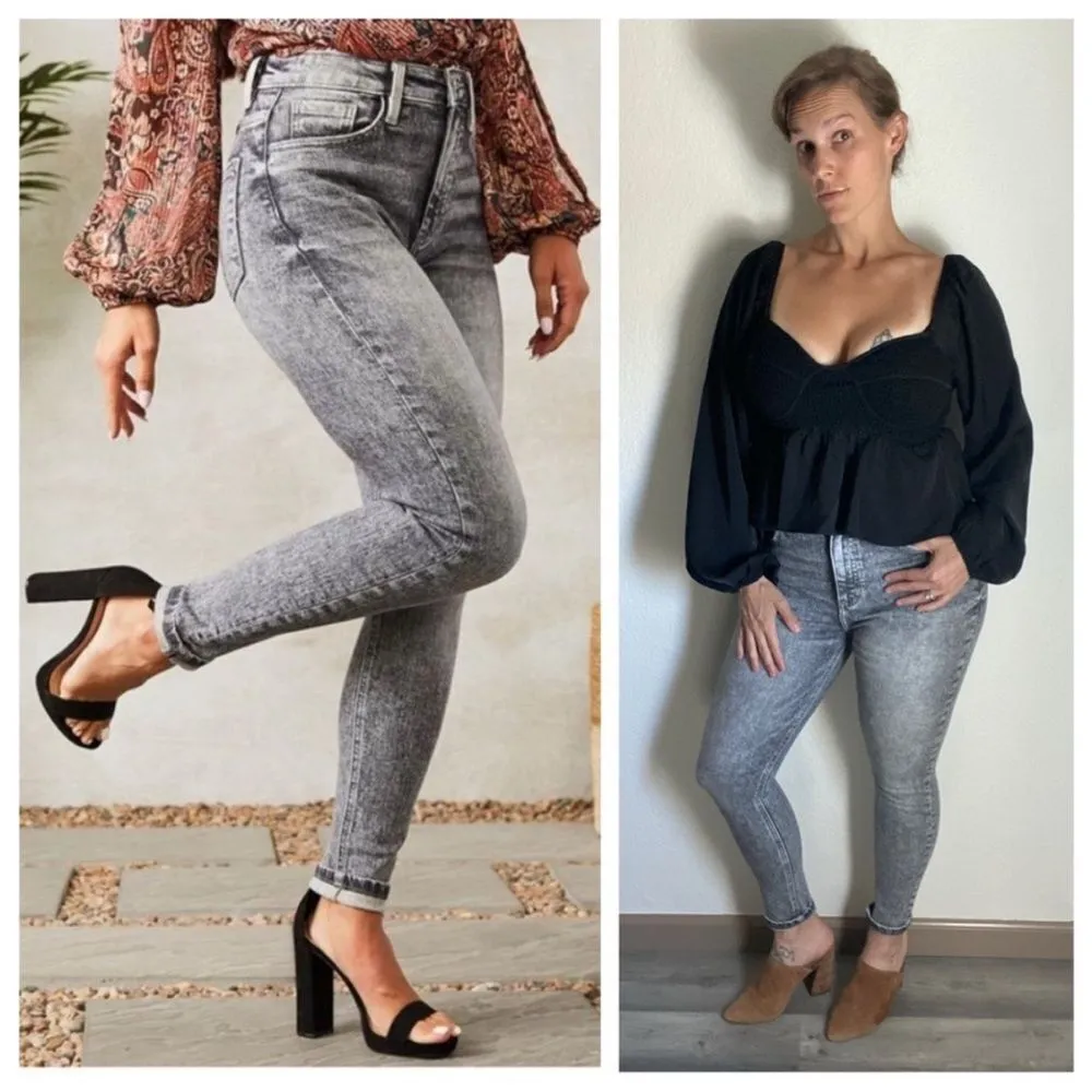 KanCan Ultra High Rise Skinny Jeans 27 Black Gray Streetwear - Image 2