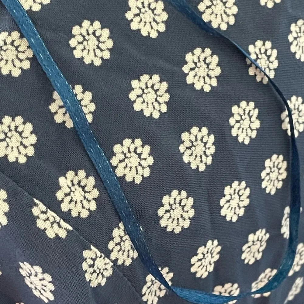 Ripcurl Blue Floral Tie Front Cut Out Mini Dress with Button Front Skirt size L Size L - Image 10