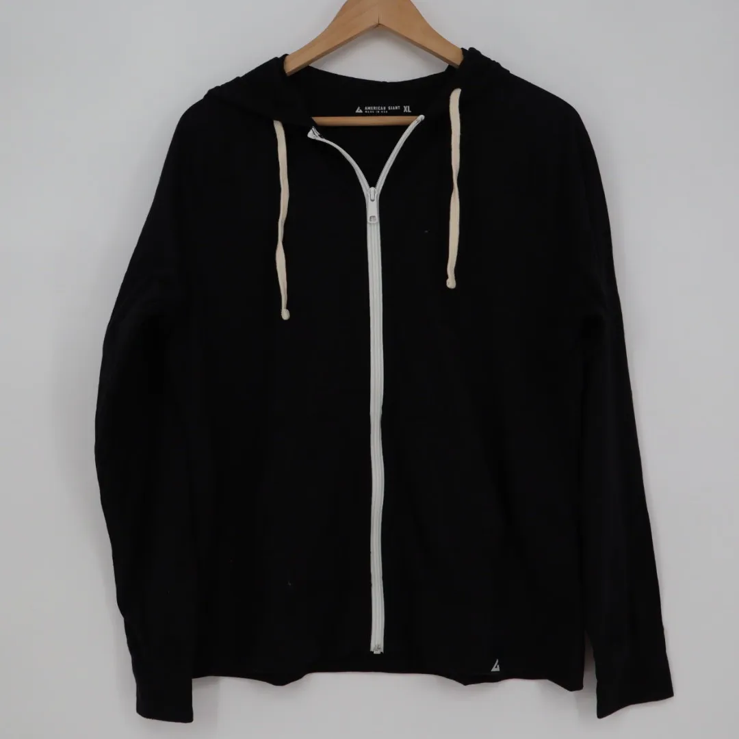 American Giant Women's Lightweight Full Zip Hoodie Black XL Made in USA - Image 2