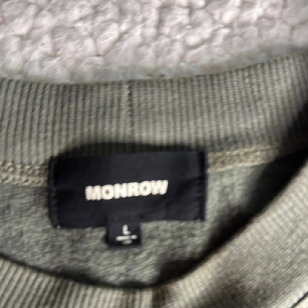 Monrow Women’s Sage Crewneck Sweater Green Size L - Image 2