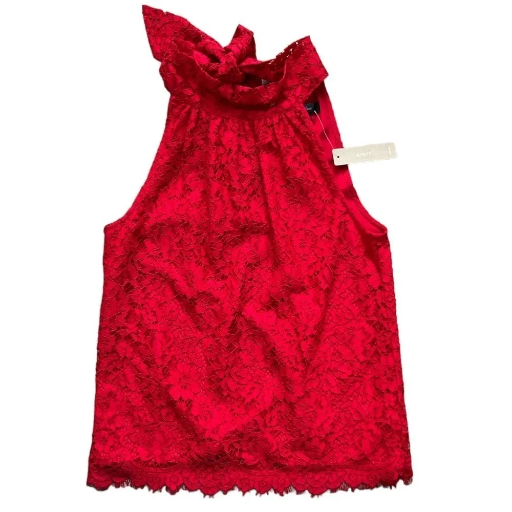 NWT J. Crew Tie Neck Lace Top in Harvest Red | XXS - Image 3