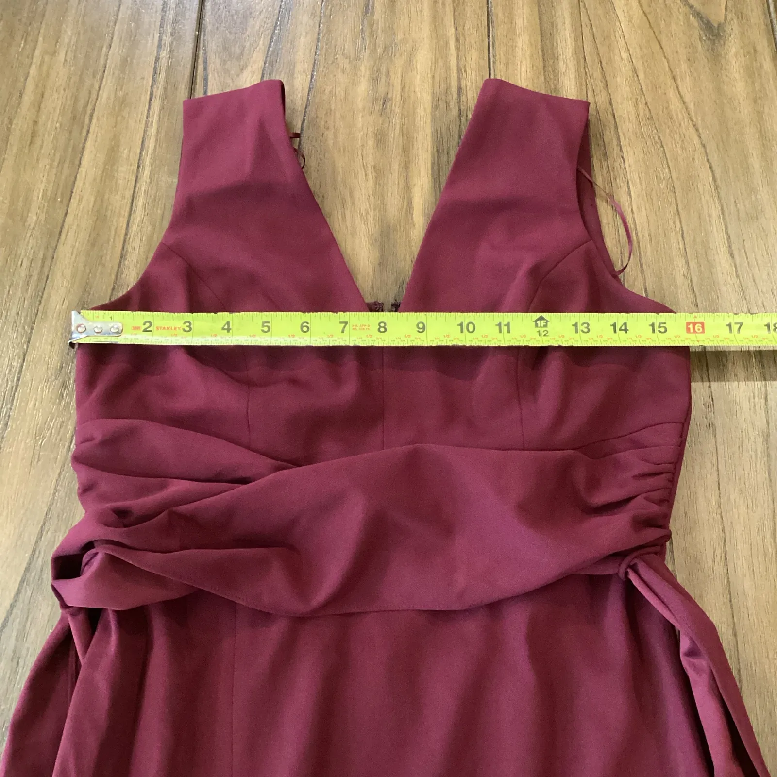 Dress the Population Alessia Tie Waist Crepe fitted cocktail Dress dark magenta - Image 6
