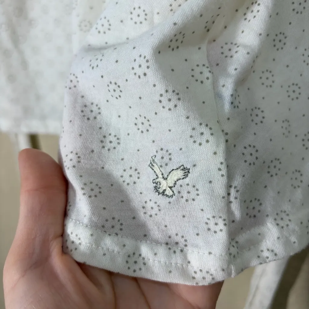 American Eagle Babydoll Flowy Tank Top M Cream Lace Trim Y2K Preppy Cottagecore - Image 7