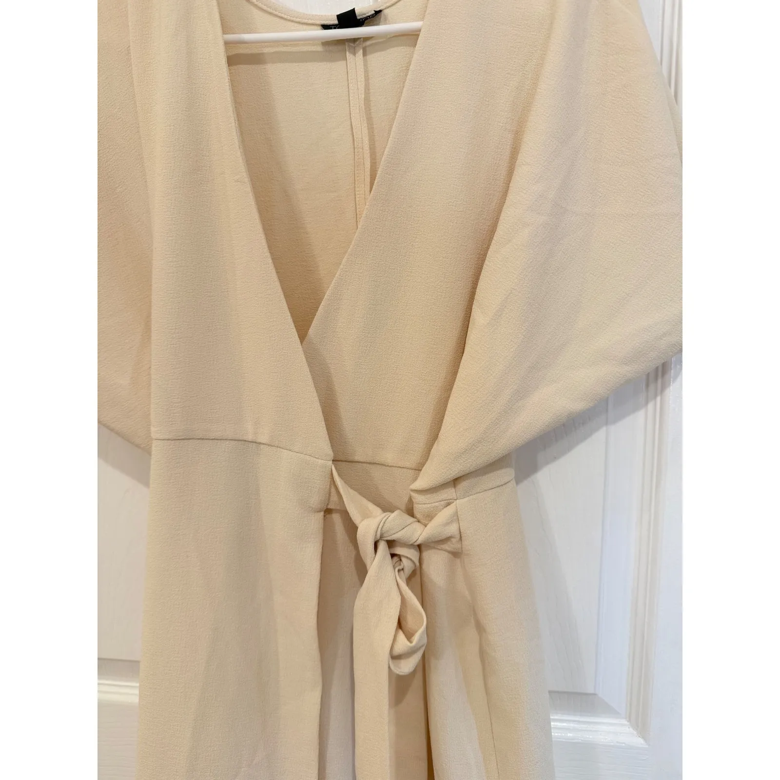 Topshop US 8 Cream Wrap Dress‎ Short Sleeve Tie Waist Casual Party - Image 4