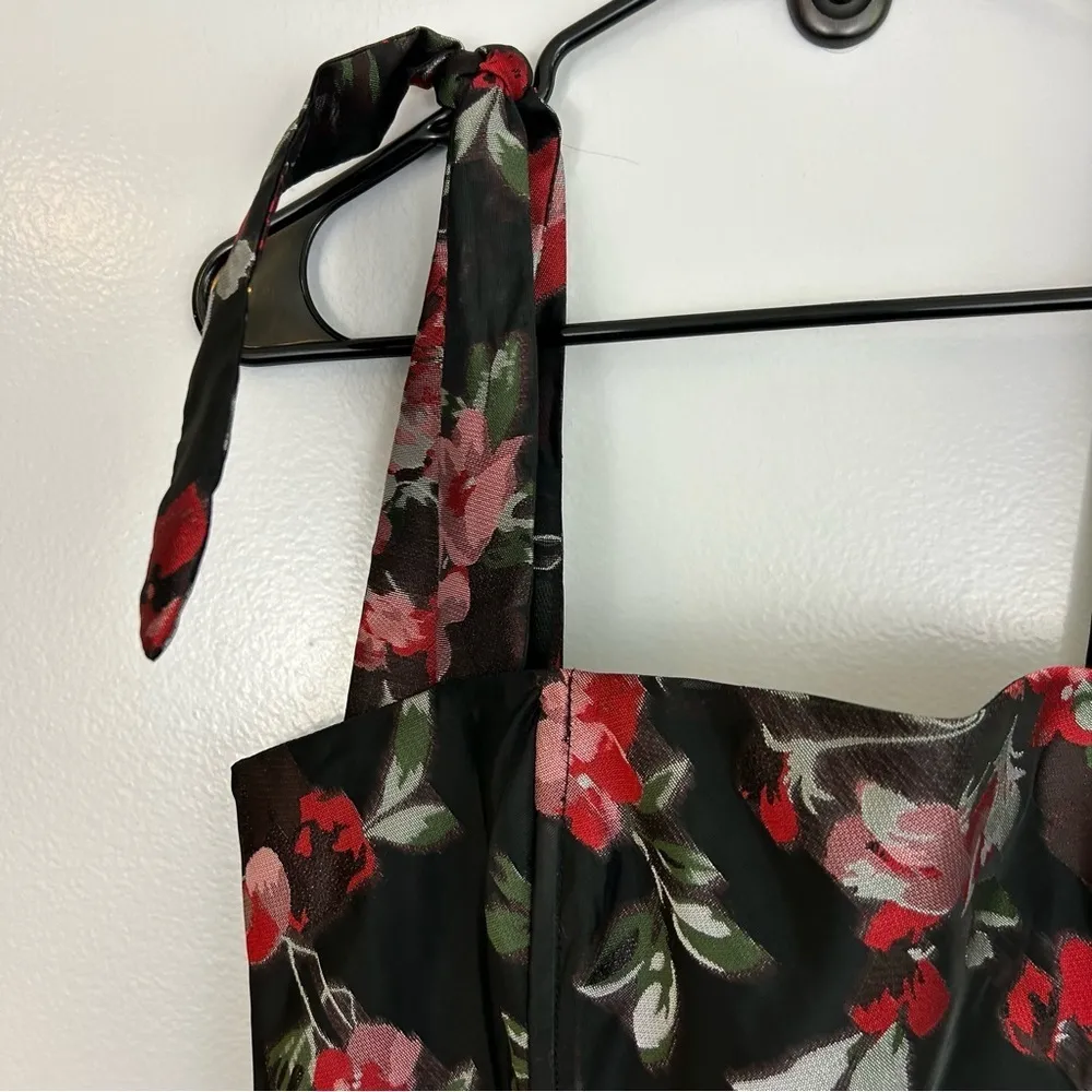 LPA Zelmira Floral Sleeveless Peplum Midi Flounce Dress Size Small - Image 7