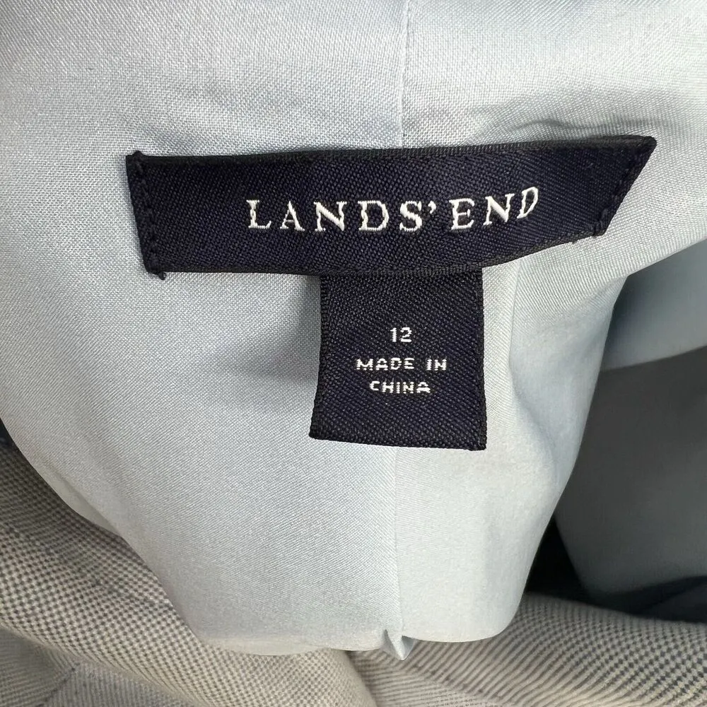 Lands End Size 12 Blazer Twill Linen Blend Women’s Spring Blue 2 Button Lined - Image 3