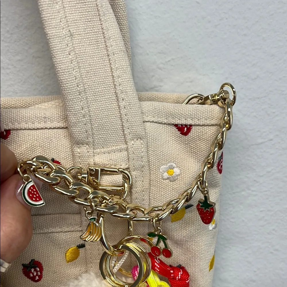 Madden Girl | Lemon & Strawberry Mini Tote w/ Bag Charms, Wristlet & Crossbody - Image 6