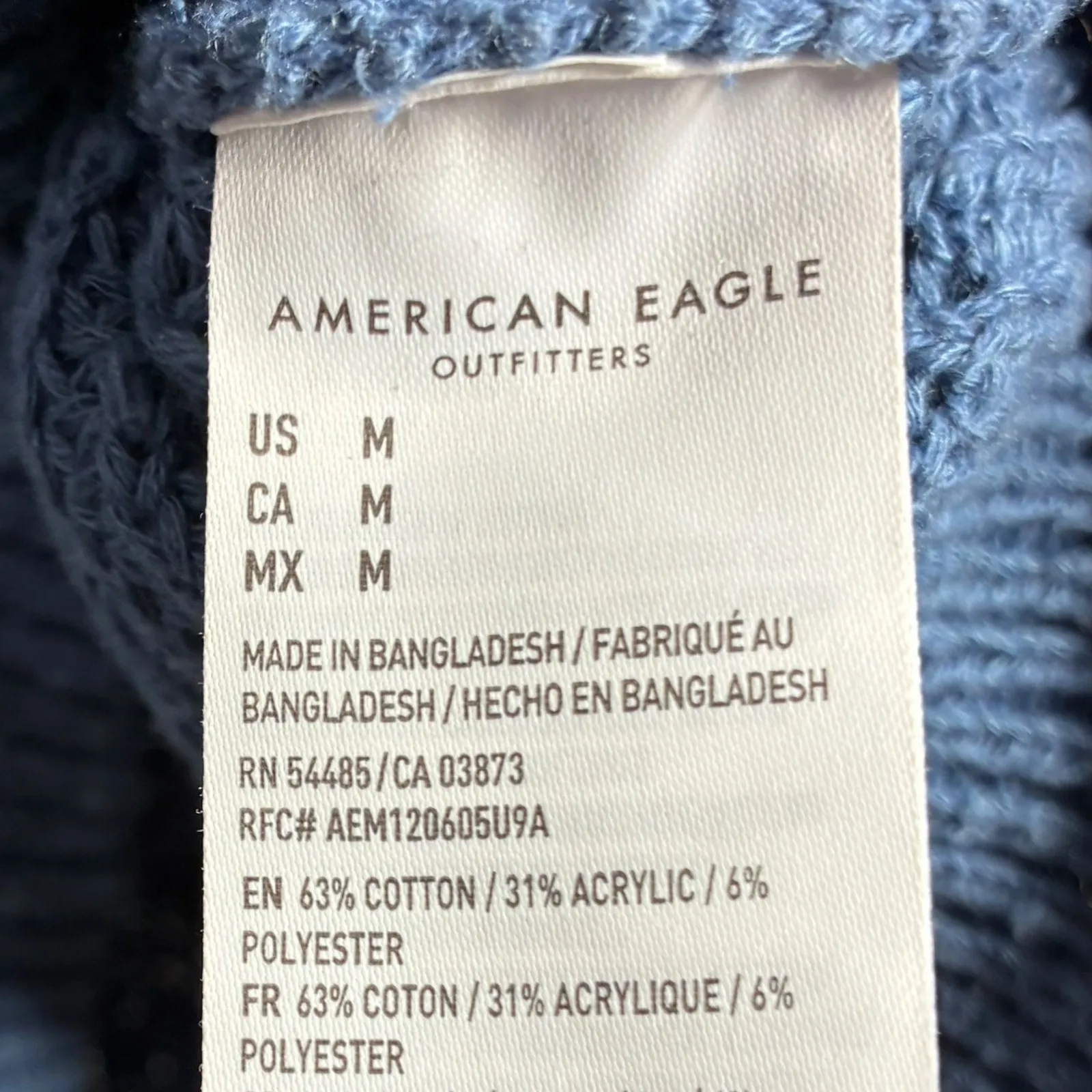 American Eagle Blue Ribbed V Neck Button Up Cardigan Sweater M Medium - Image 5