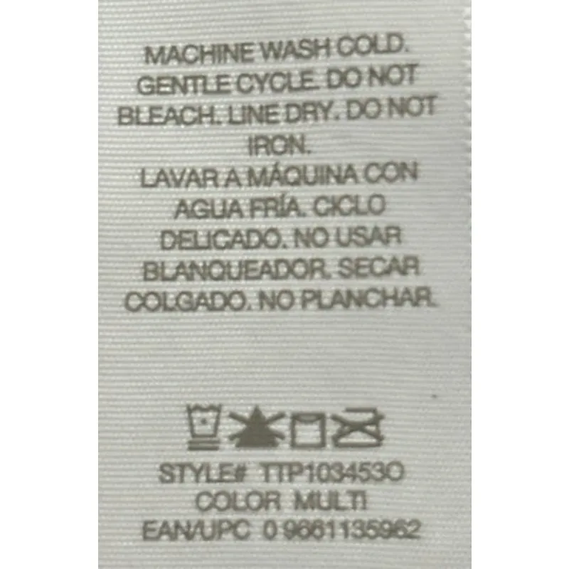 Time and Tru One Piece Strapless Swimwear Black Floral Padded Bra Striped Bottom - Image 4