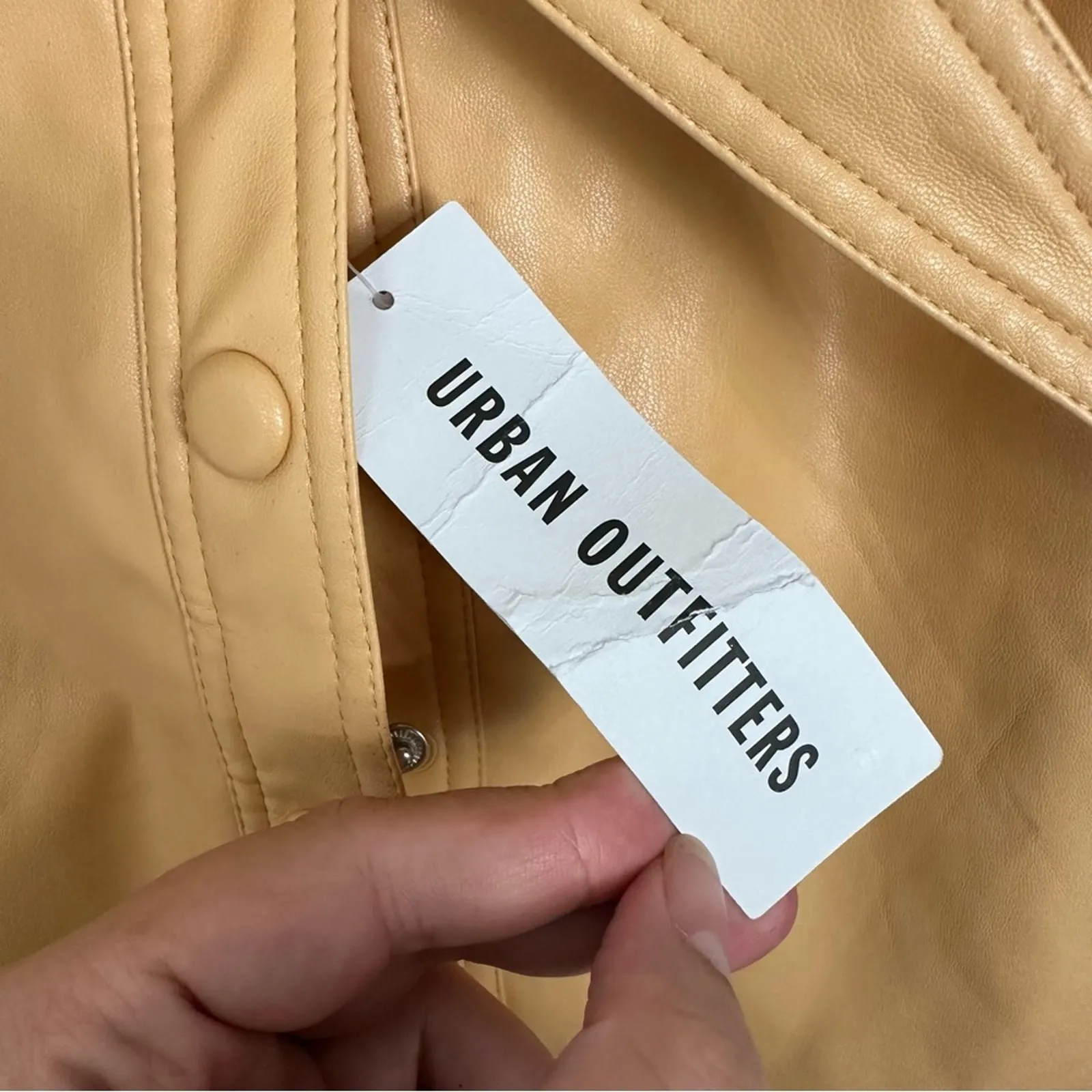 Urban Outfitters Faux Leather Belted Mini Pencil Skirt Peach XS - Image 9