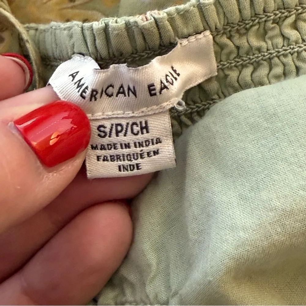 American Eagle AE Tiered‎ Green Floral Mini Dress Small Cottagecore Fairy Boho - Image 10