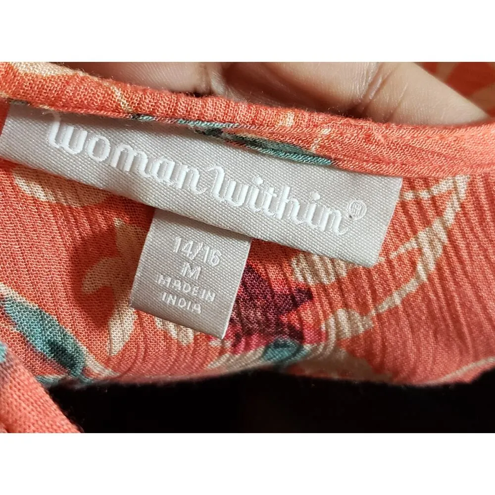 Woman Within Maxi Dress Women's 14/16 Multi Floral Stretch Sleeveless V Neck - Image 2