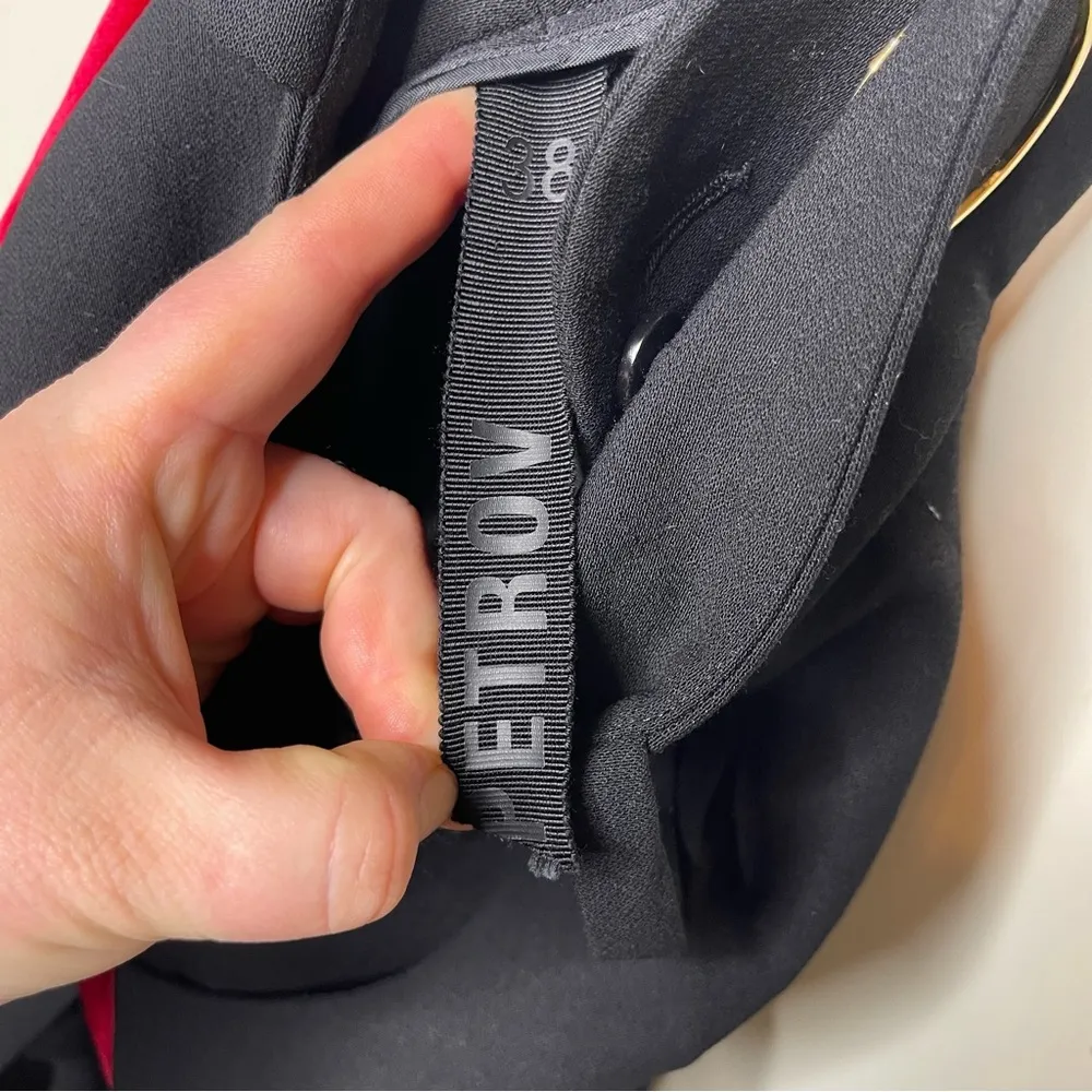 Petar Petrov High Waist Black Wool Pants with red velvet side stripe sz 38 US 6 - Image 5