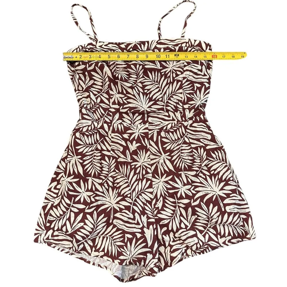 Lost + Wander Brown Tropical Leaf Print Romper Size Small - Image 4