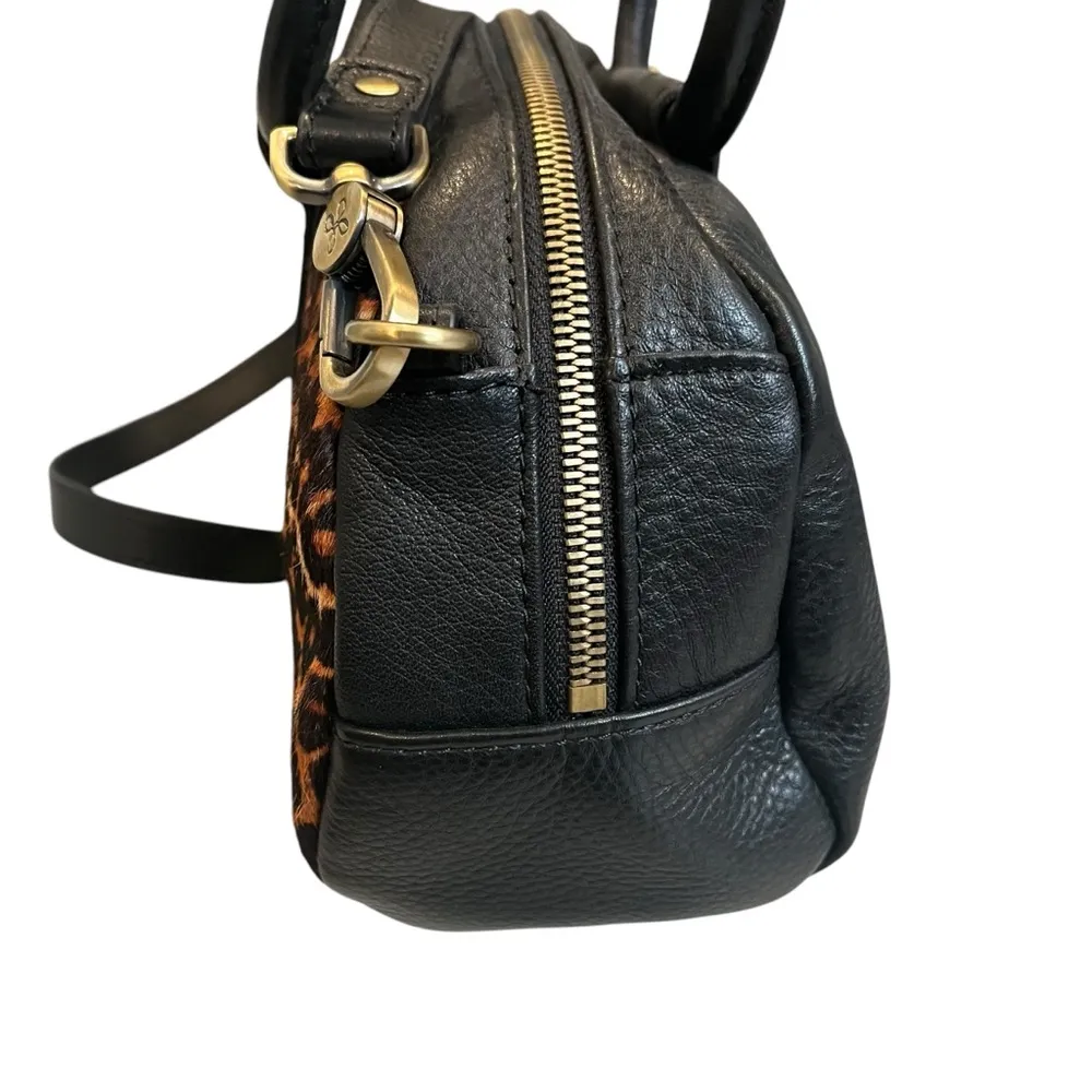 NWT, HOBO Sheila Leopard Satchel Leather Haircalf Attachable Crossbody Handbag - Image 11