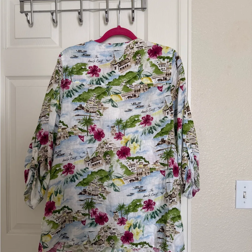 Cynthia Rowley 100% Linen The Almafi Coast Italy Summer Vacation Shirt - Image 6