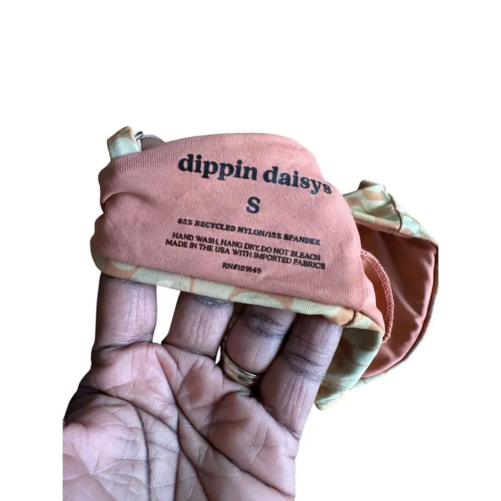 Dippin' Daisy's Eco Printed Zen Knotted Triangle Bikini Top Size S NWT Old Stock Yellow - Image 3