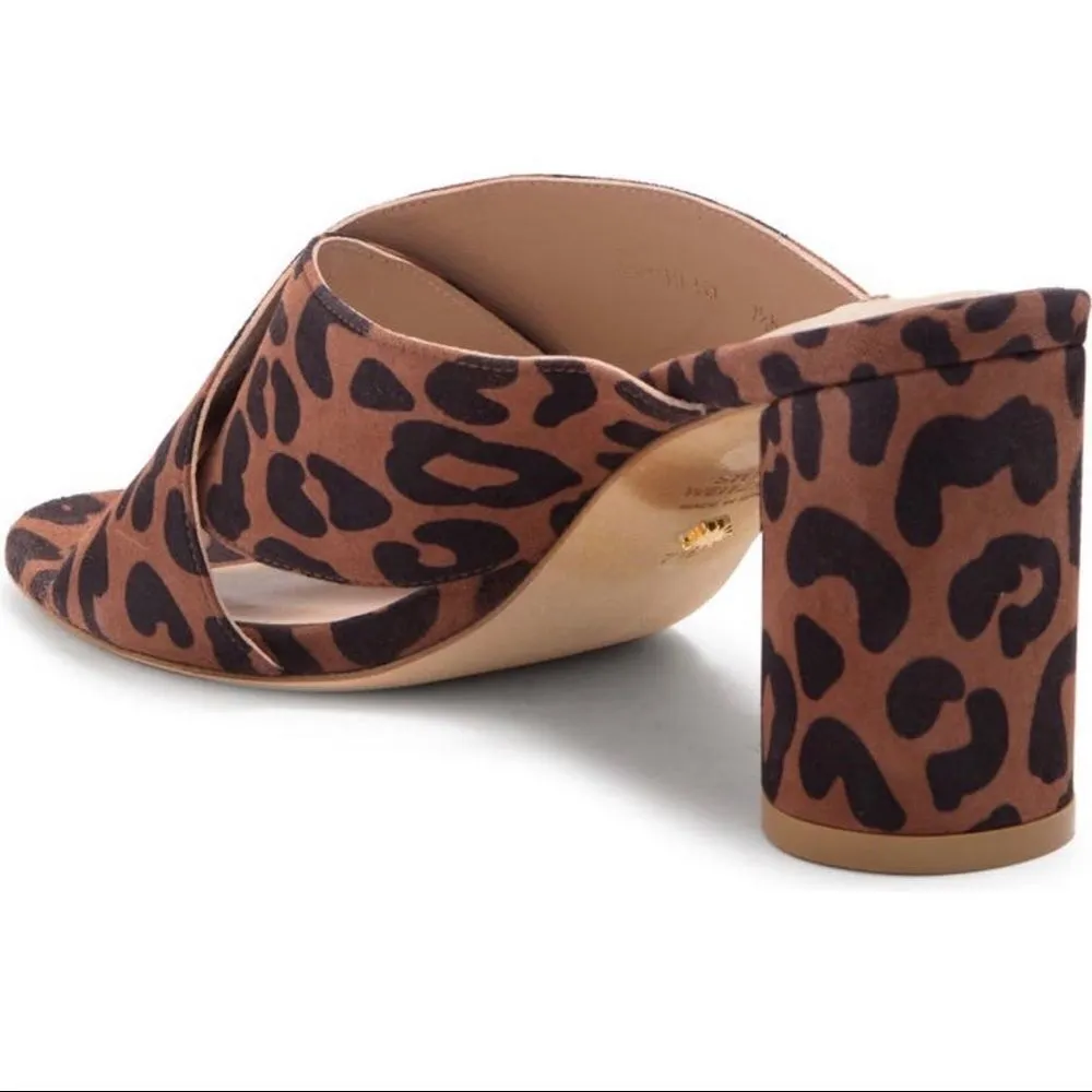 Stuart Weitzman Galene sandals suede leopard block heel size 7M gorpcore - Image 2