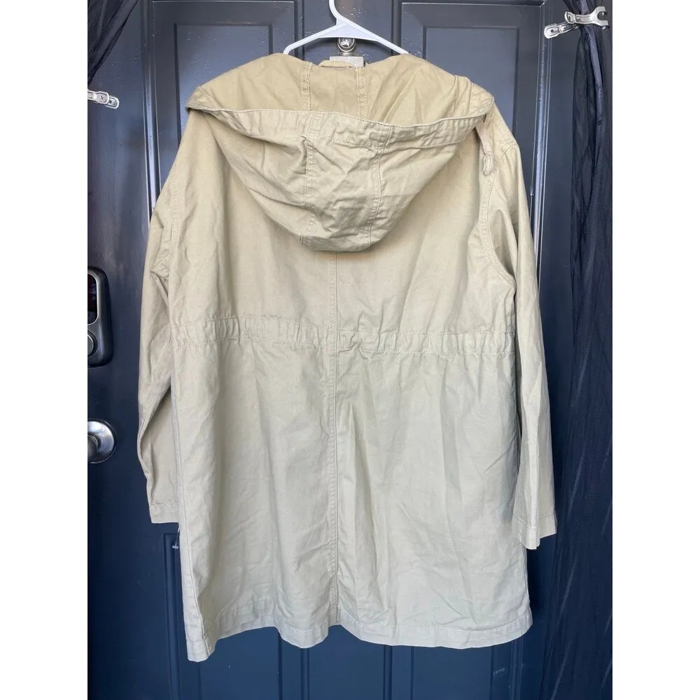 ASOS  Hooded button up Longline cotton Jacket in Khaki oversized y2k 90’s us 4 - Image 7