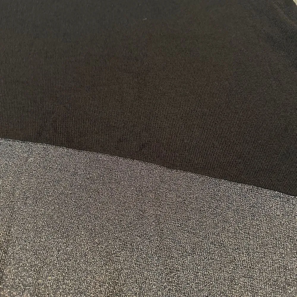 Eileen Fisher XS Black Silver Metallic Asymmetrical Tunic Top Long Sleeve Women - Image 10