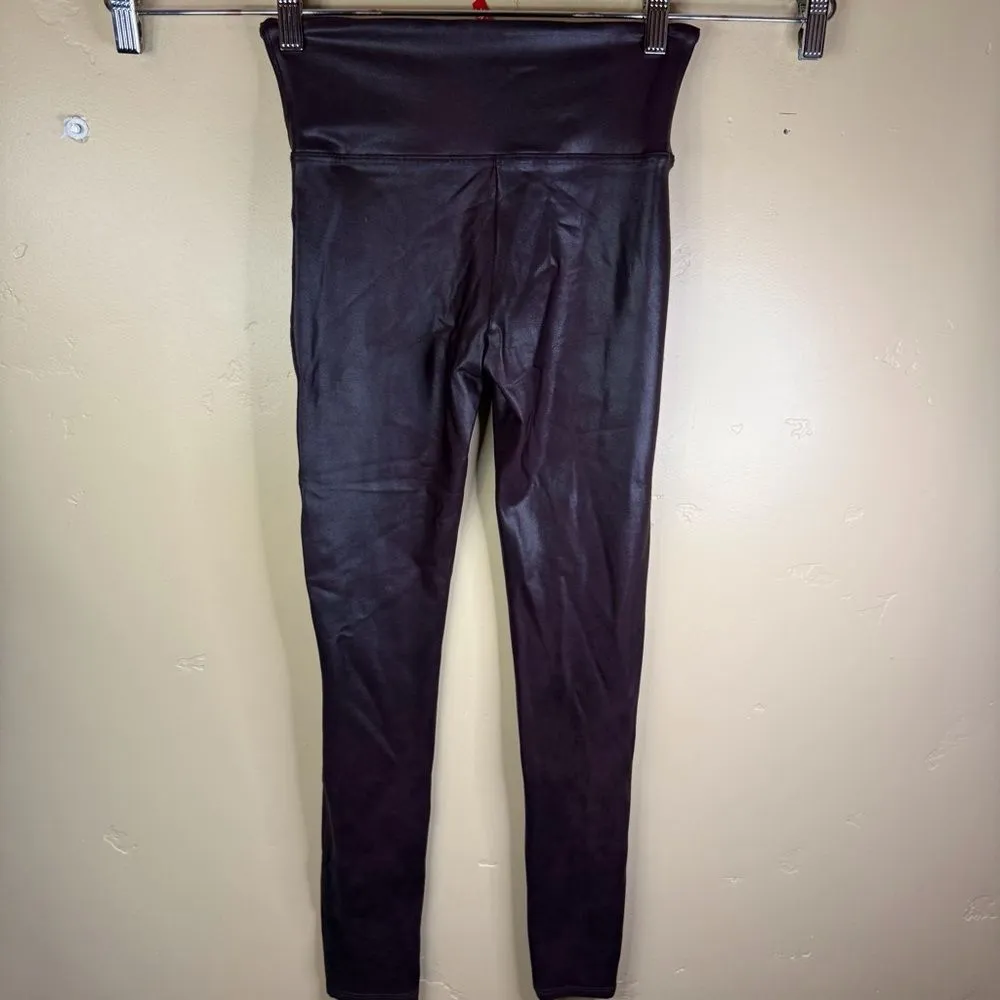 Spanx Womens Size Medium‎ Burgundy Faux Leather Leggings Streetwear Activewear - Image 4