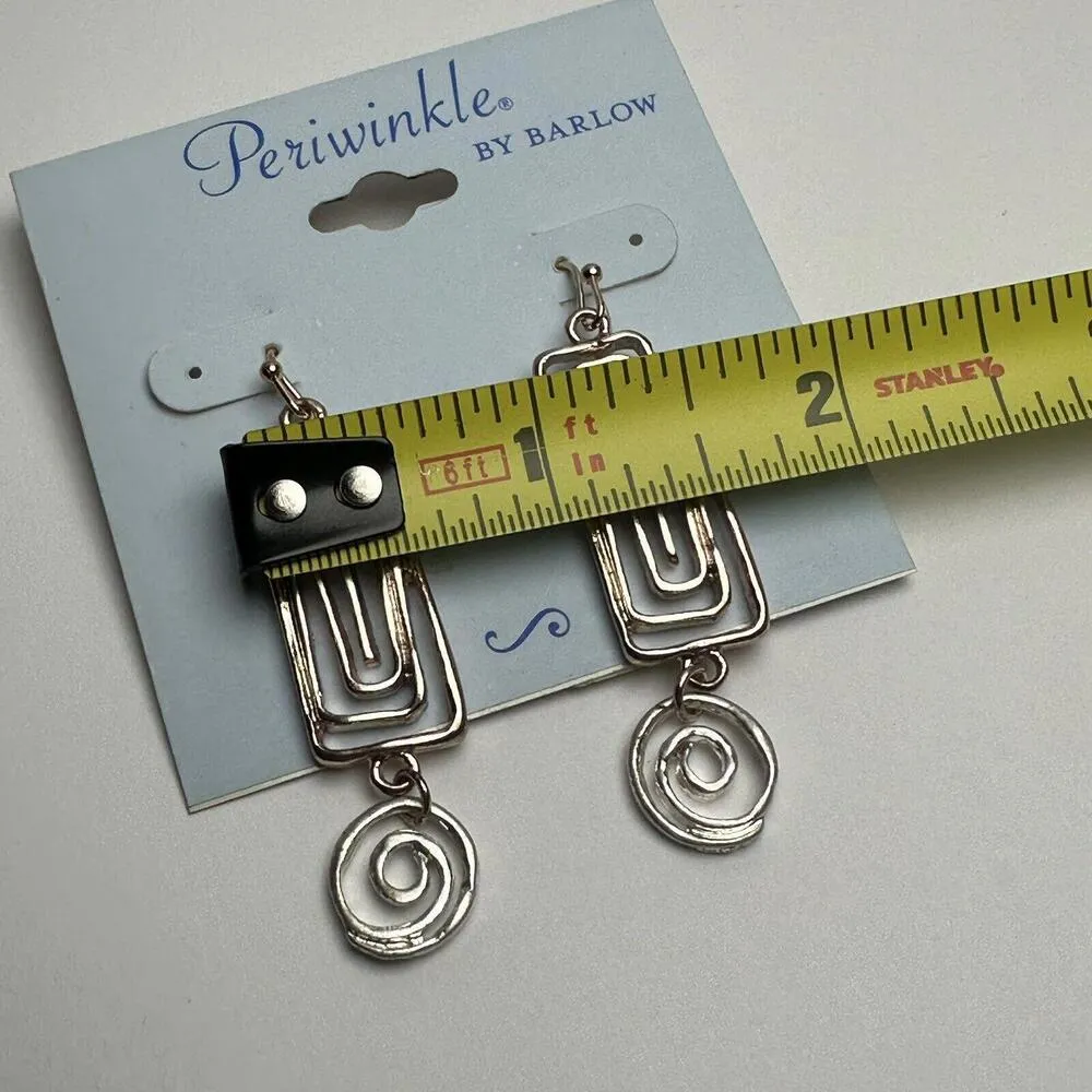 Periwinkle By Barlow Two Tone Metal Pierced Dangle Drop Earrings Silver - Image 6