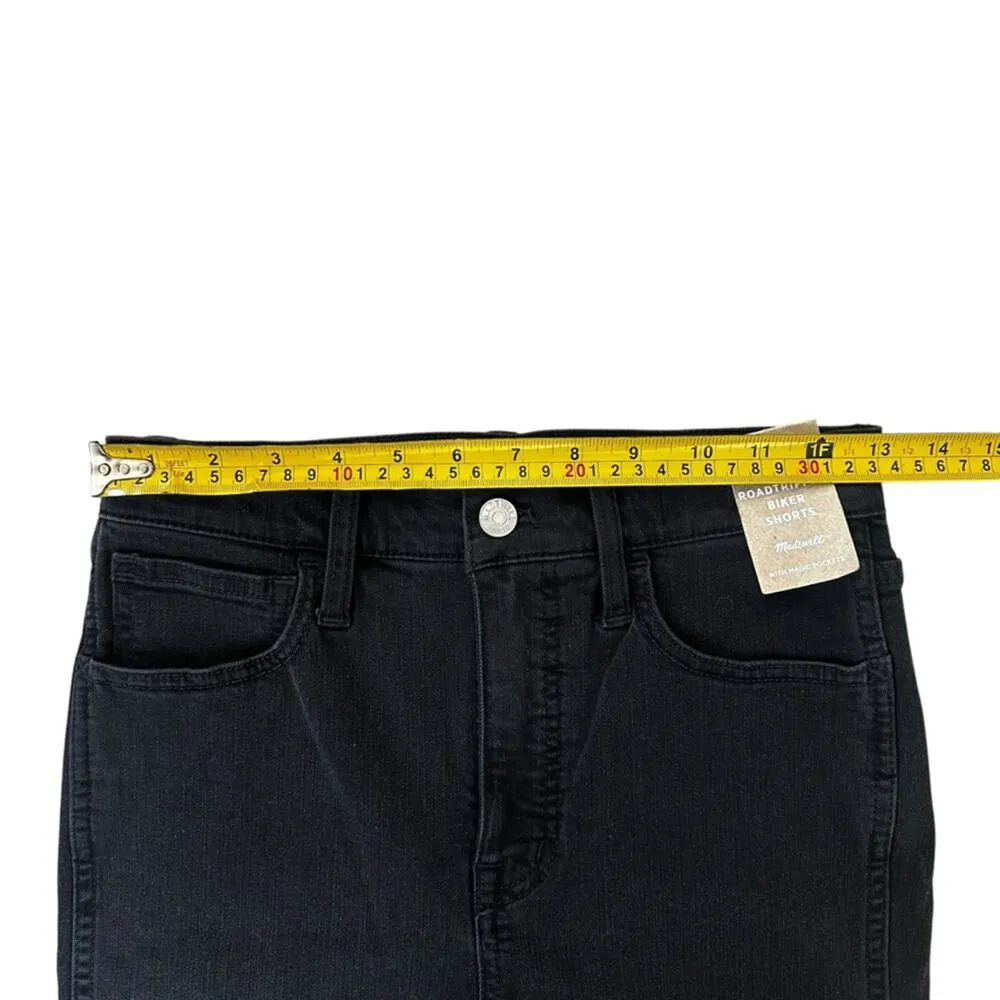 NEW Madewell Roadtripper Supersoft Biker Demin Jean Shorts Raw Hem Size 25 - Image 3
