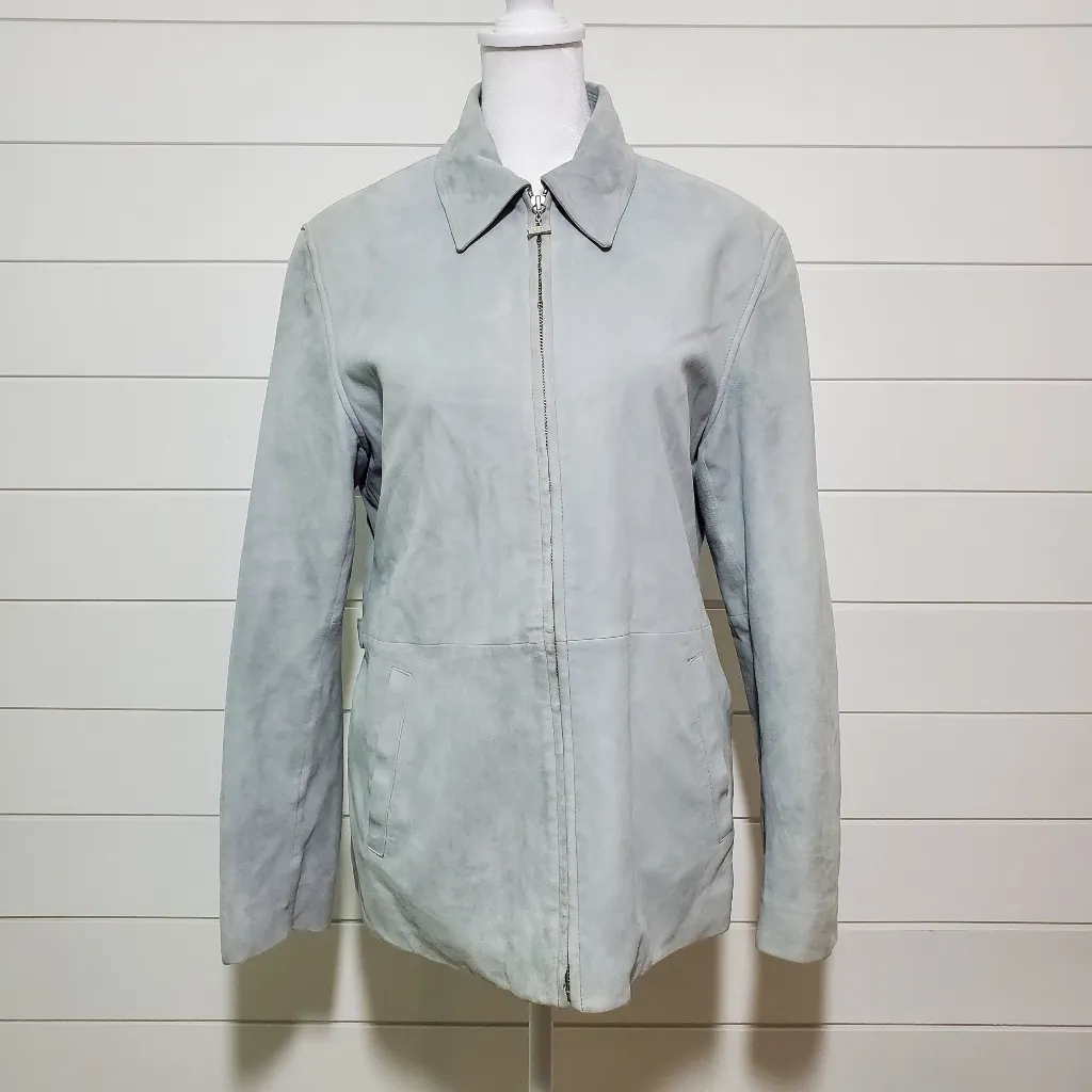 Lauren‎ Ralph Lauren  Light Blue Suede Leather Womens Jacket Size M - Image 2