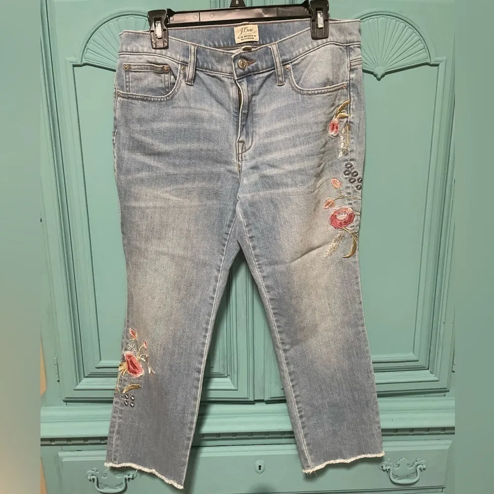 💝 Slim Broken in Boyfriend jeans - floral embroidery - Image 2