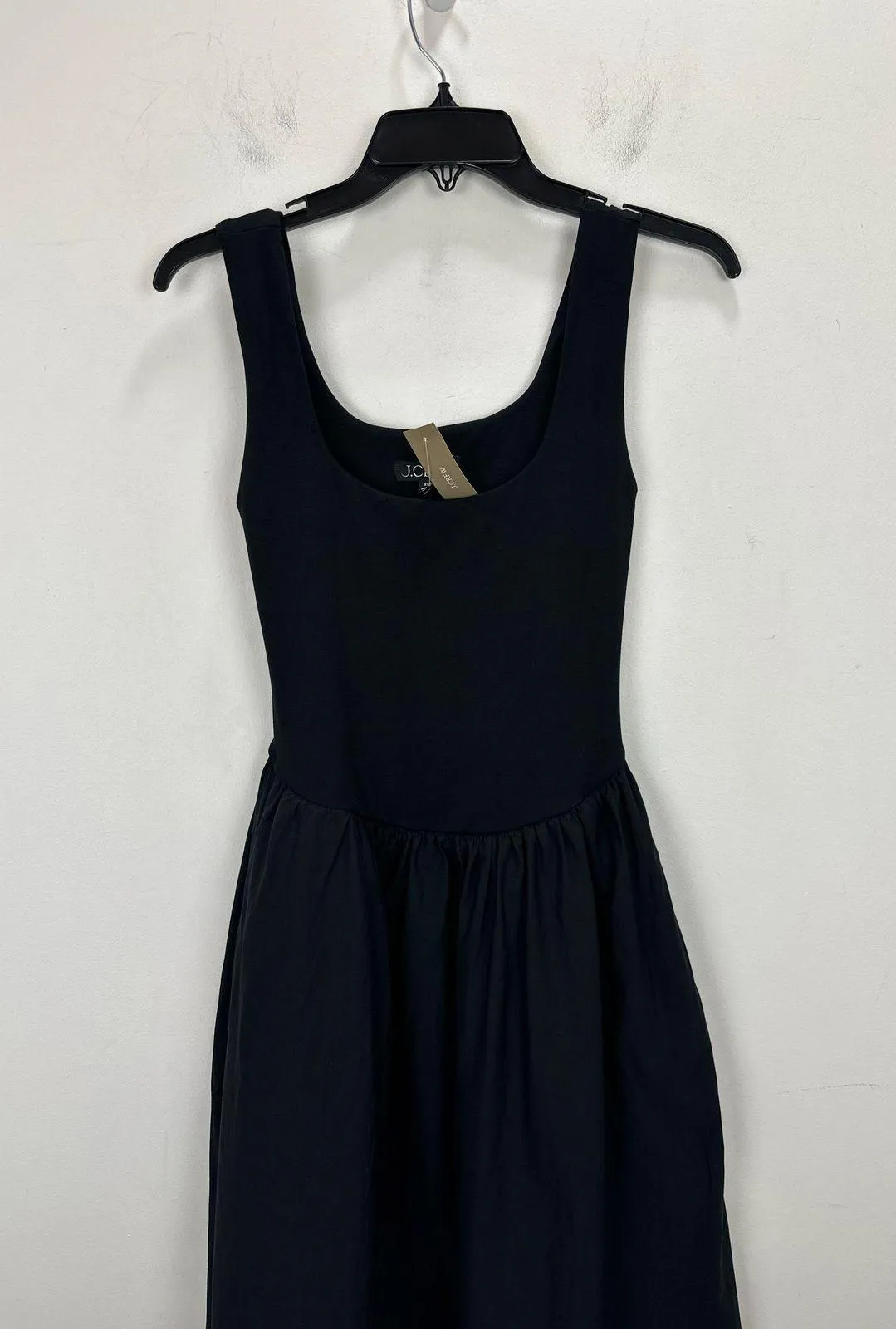J.Crew Drop Waist Mixy Dress Midi Cotton A Line Retro Minimalist Black XXS NWT - Image 6