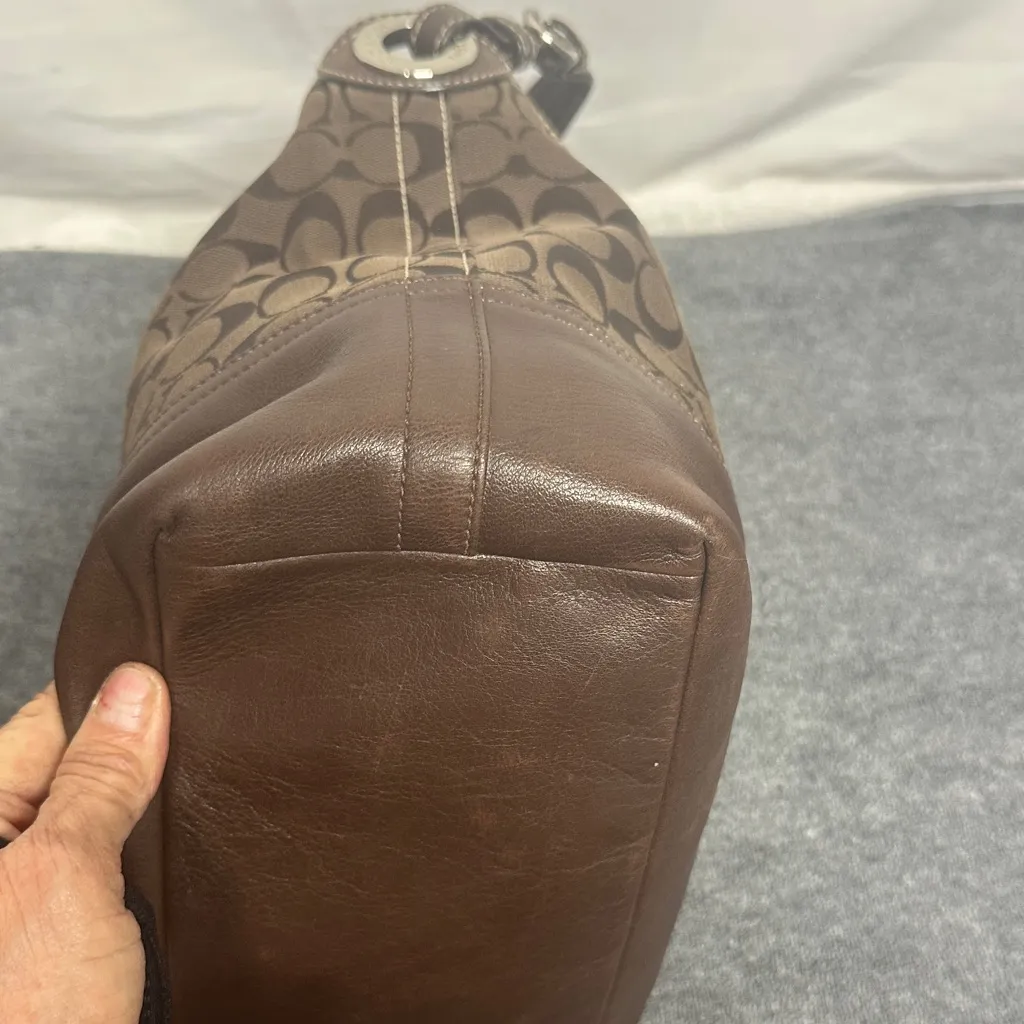 Coach Brown Patterned Hobo Bag - Image 5