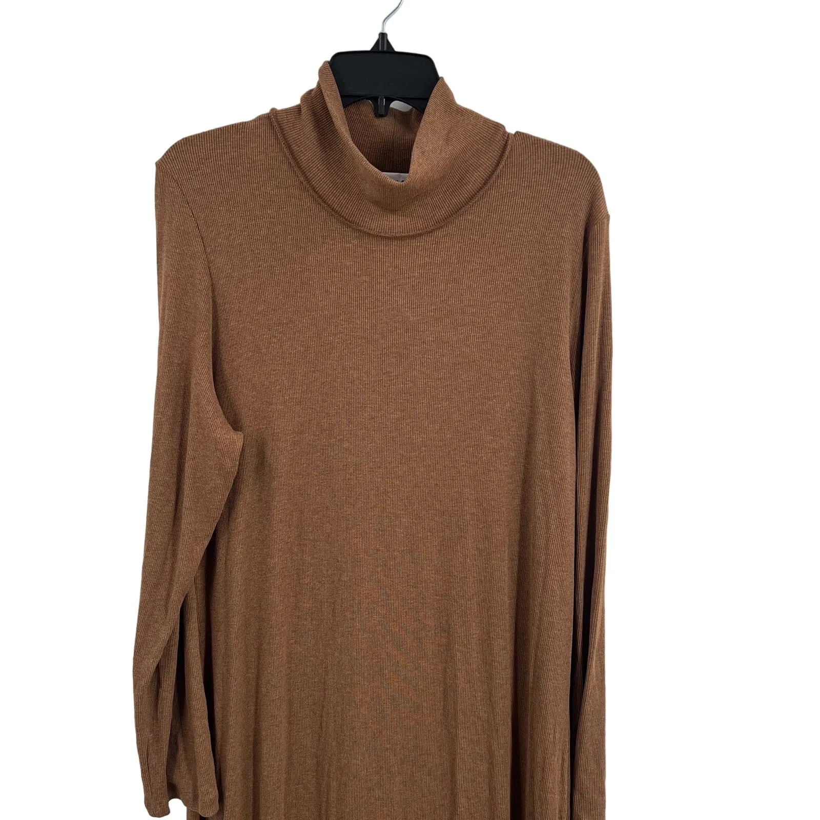 LNA Turtleneck Midi Dress Ribbed Knit‎ Brown Size 2X New - Image 3