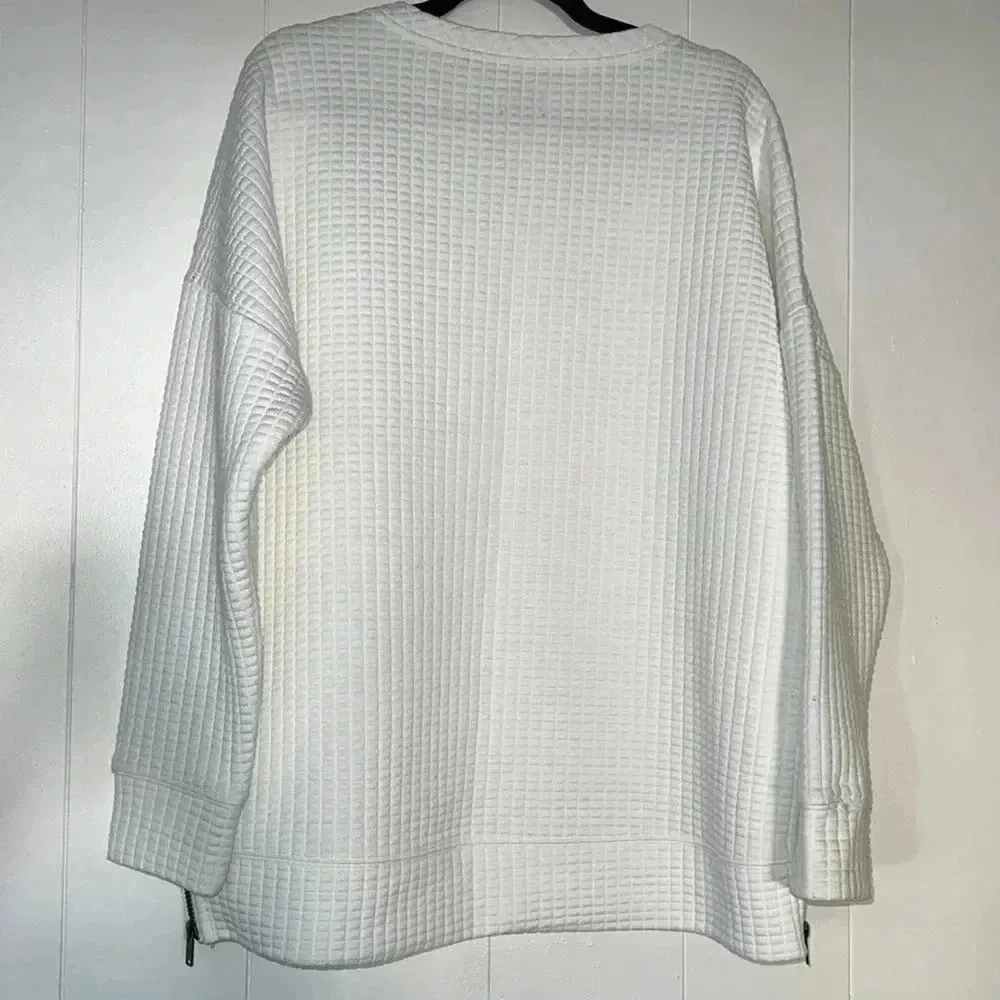 Buckle Black Womens White Waffle Grid Sweatshirt G11 Size L - Image 2