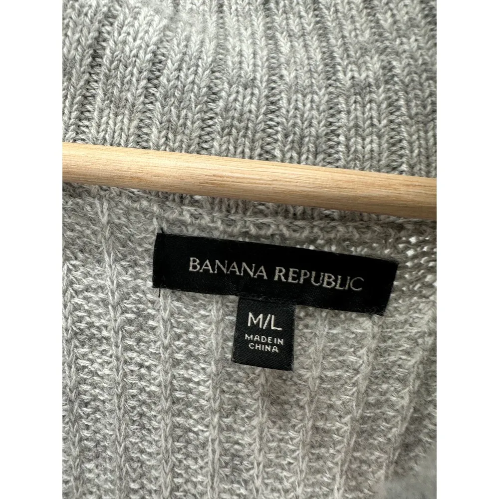 Banana Republic Womens Gray Oversized Sleeveless Zip Front Sweater Vest M/L - Image 6