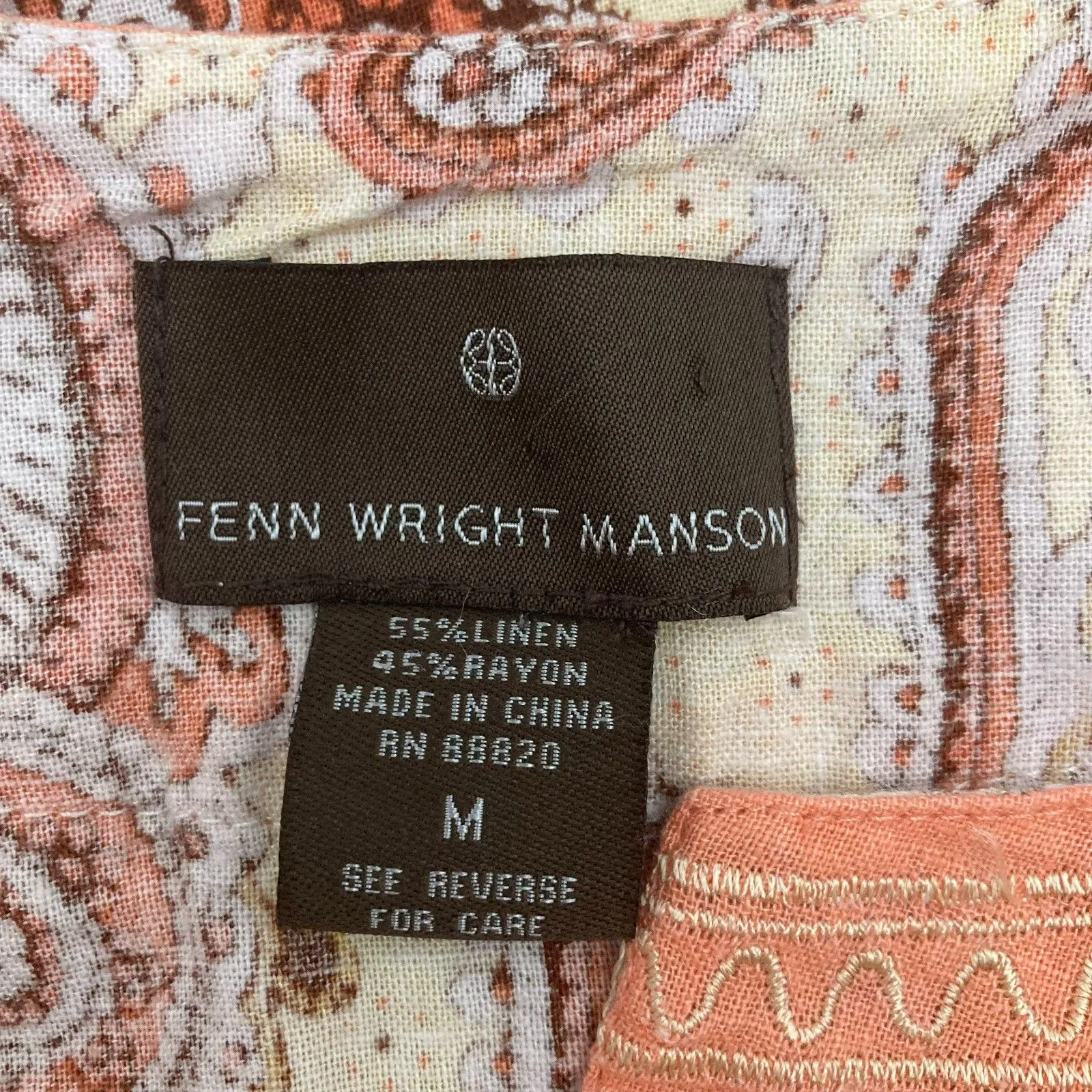 Fenn Wright Manson Top Size M Paisley Embroidered Linen Rayon Sleeveless Tunic - Image 11