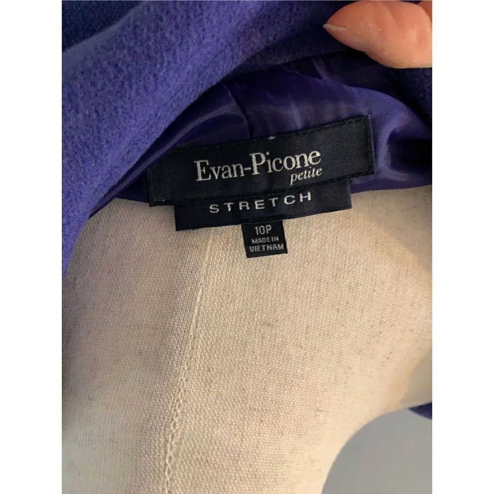 Evan picone purple pea coat jacket size 10 petite stretchy super soft - Image 6