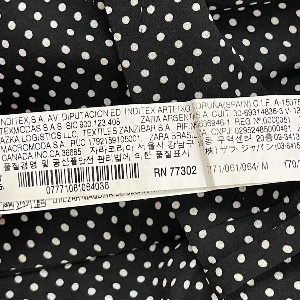 Zara Black/ White Polkadot Wide Leg Pants Size M - Image 9