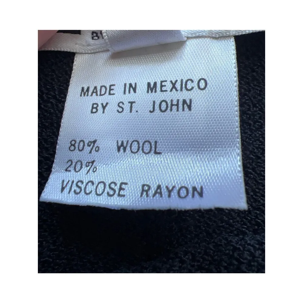 St John Sport Vintage Wool Blend Long Solid Black Knit Skirt Small - Image 6