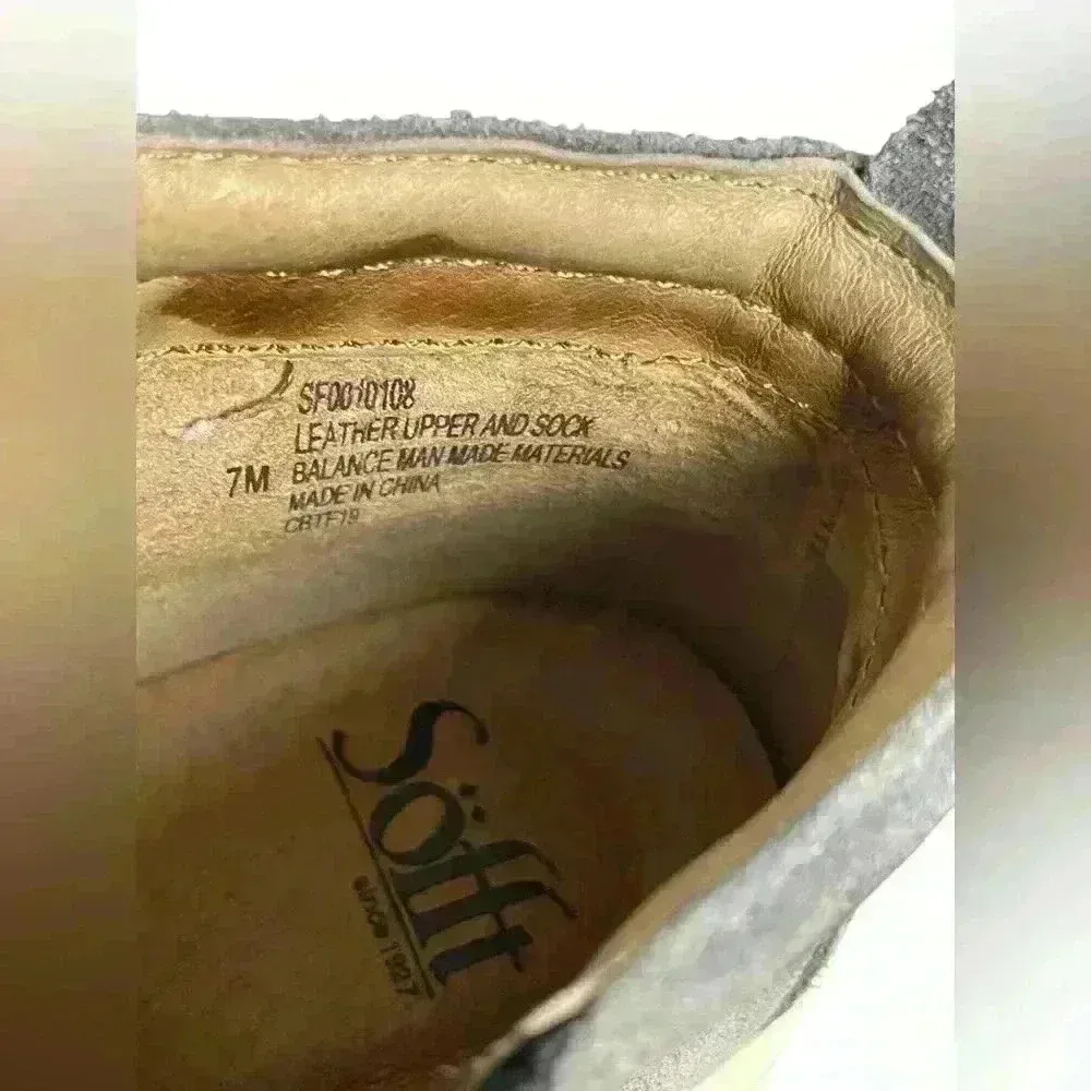 Sofft Britton II Hightop Leather Sneaker Gray Size 7M Smoke Suede Casual Comfort - Image 6