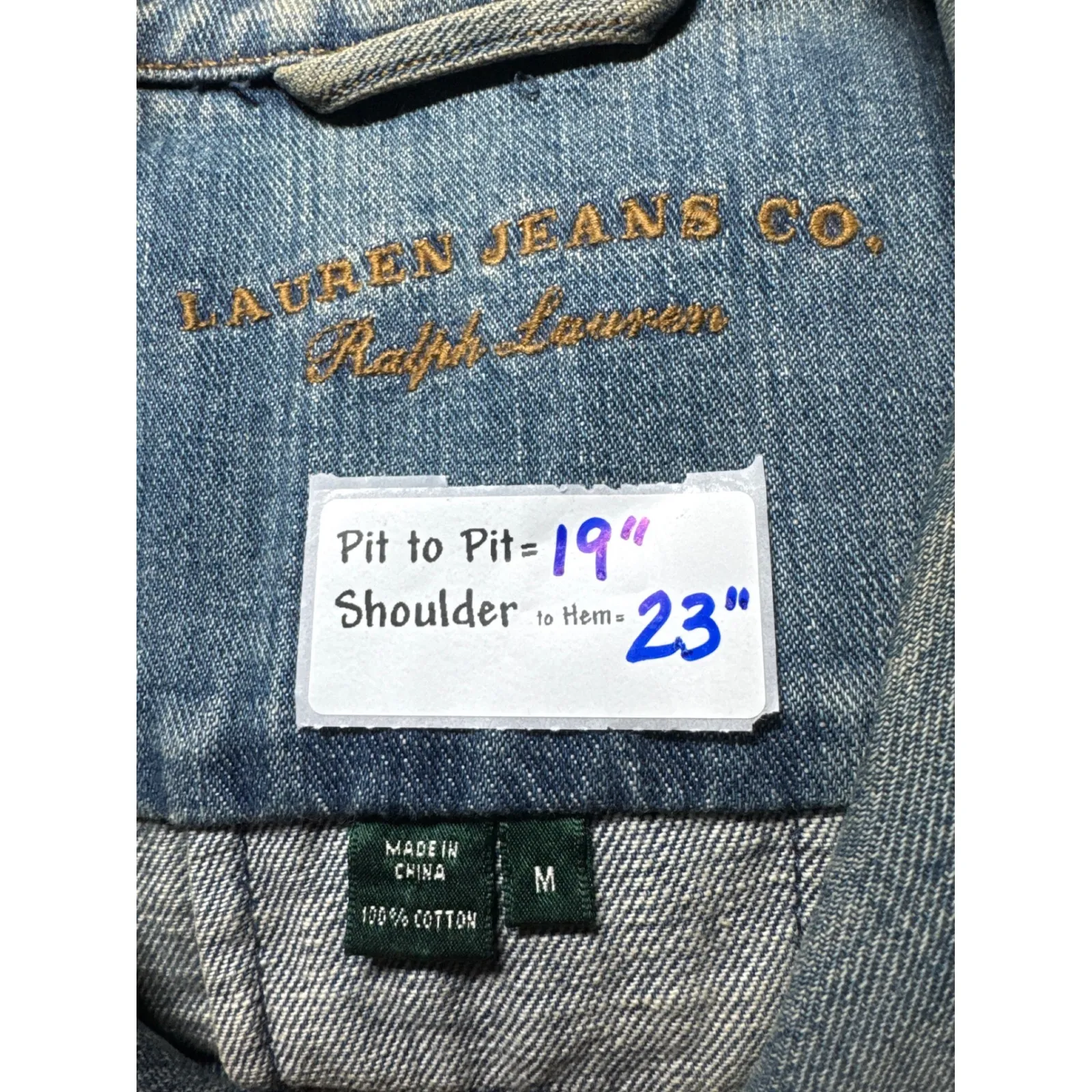 Lauren Jeans Co Denim Jacket Distressed Light Wash Button Front Women's M Blue Size M - Image 2