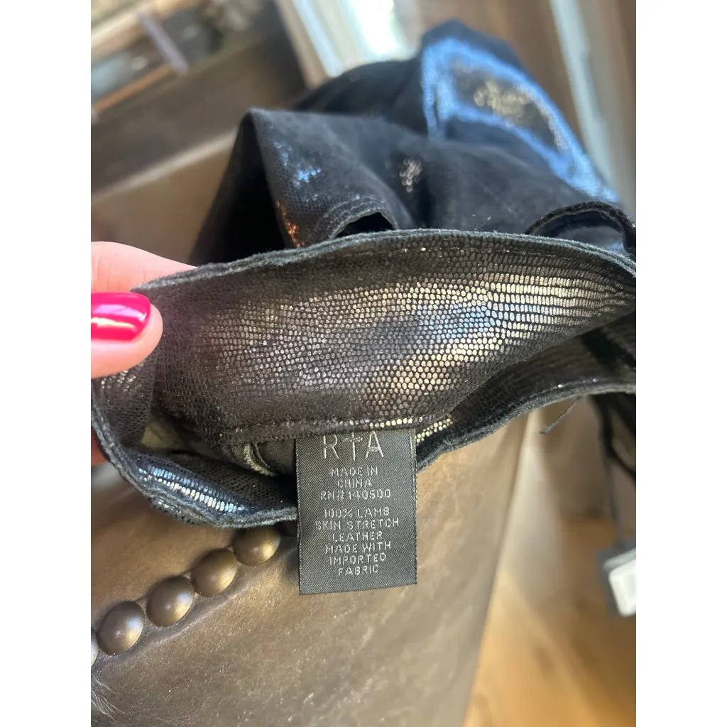 RTA Leather Ryland Two Toned Snake Skin Leather Pant Blackness Lit Womens Size 2 Purple - Image 7