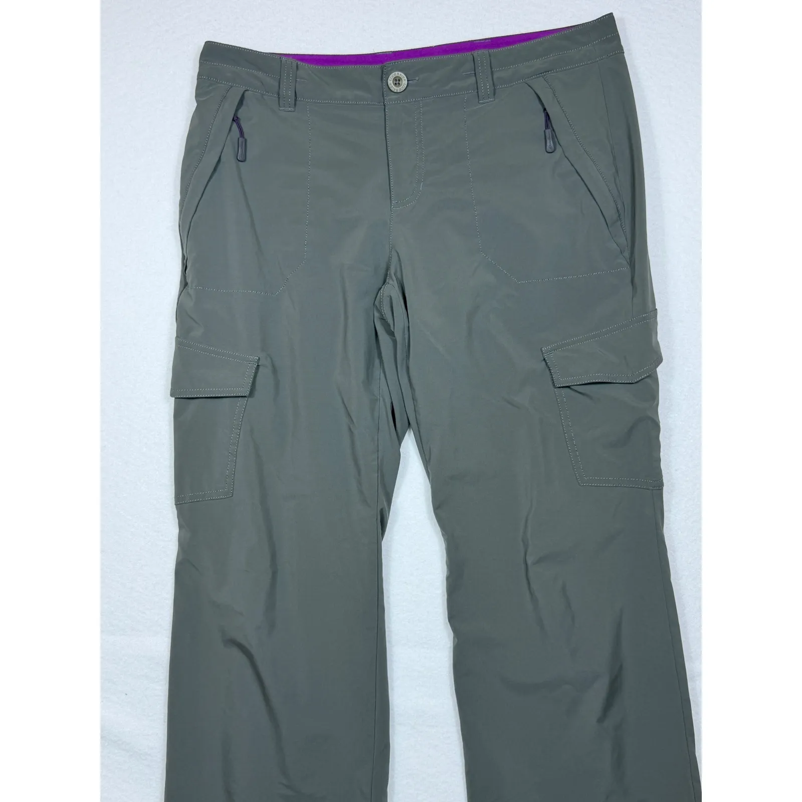 Eddie Bauer Women's Gray Cargo Hiking Fleece Lined Pants 10 Zip Pockets Gorpcore - Image 2