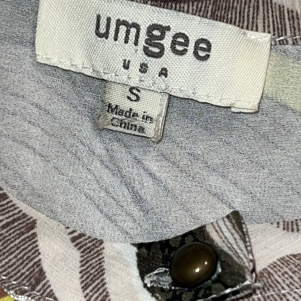 Umgee size small knee length lined dress sleeveless brown green outdoorsy design - Image 2