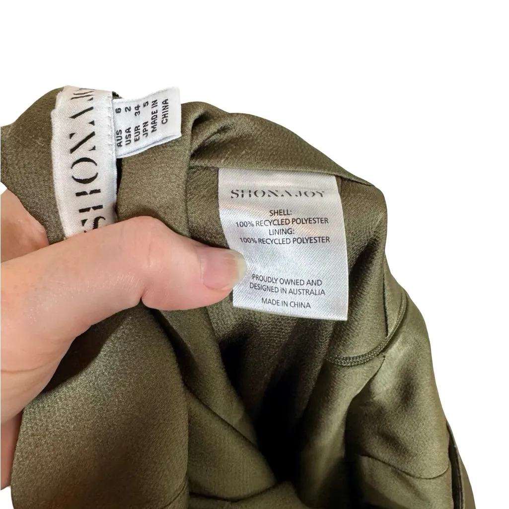 Shona Joy Luxe Tie Front One Shoulder Dress in Pine AU6/US2 - Image 13