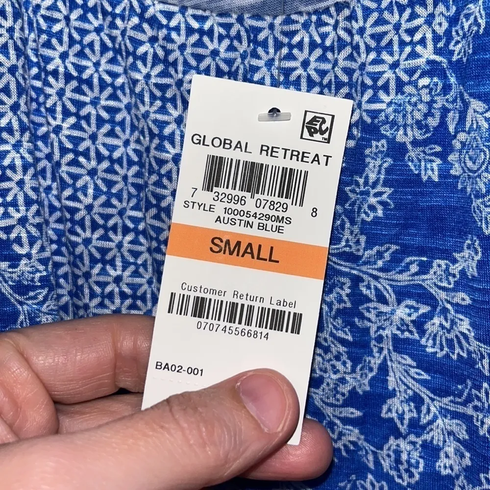 Style & Co Sleeveless Flounce Tiered Top Tank Boho Blue Floral Size Small S - Image 8