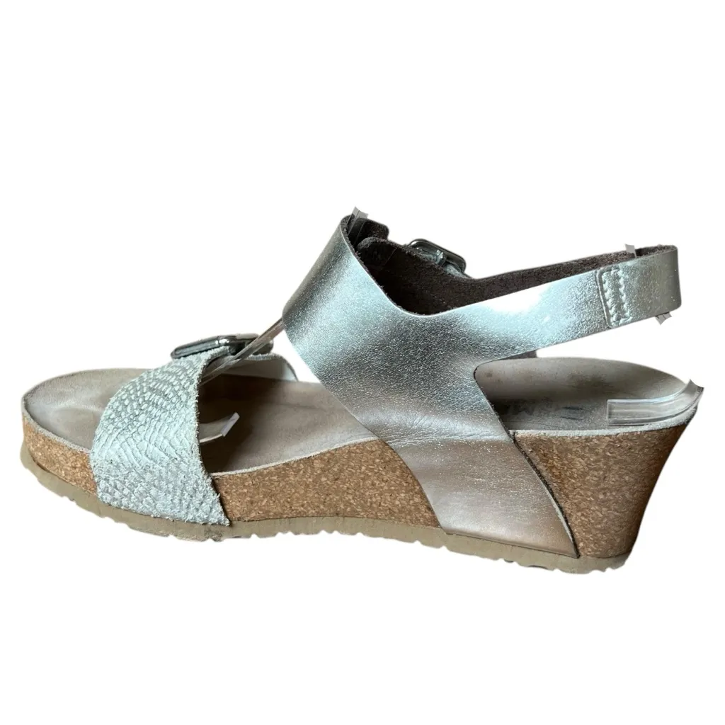 MEPHISTO Lissandra Platform Wedge Sandals Sz 40 US 10 Comfort Silver Metallic - Image 4