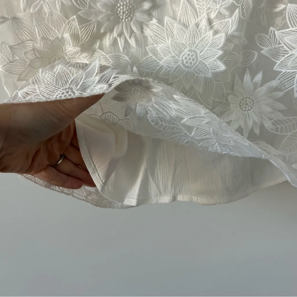 Zara ZW Collection Embroidered Short Dress Bloggers Favorite ‘24 Oyster White XL - Image 5