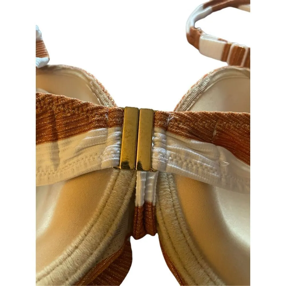 NWT Marie Jo Fernanda Bikini Top U.K 32E Heart Shape Padded Orange/ White Orange Size undefined - Image 7